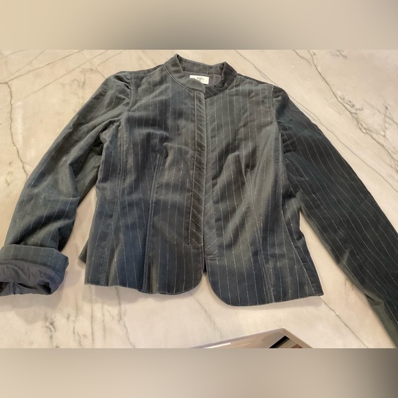 Ann Taylor Loft Velvet Gray/silver shimmer jacket Sz 12 - Picture 11 of 16